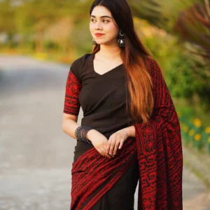 Soft Silk Black Batik Sharee